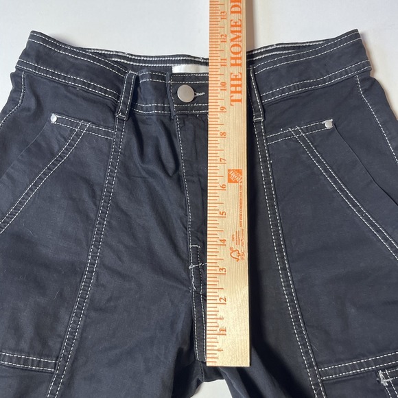 Anthropologie Utility Barrel Pants Size 2 Black Linen Blend Cargo Pocket Trouser - Picture 4 of 9
